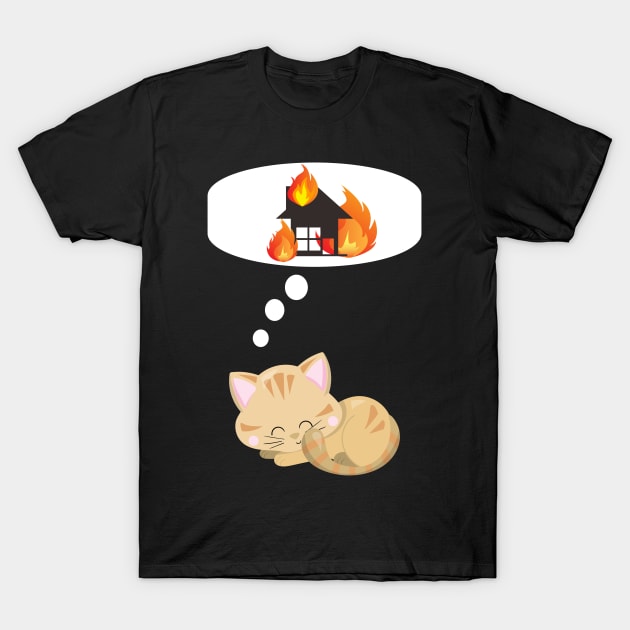 Funny Cute Dreaming of Destruction  Chaos Cat Gift T-Shirt by JPDesigns